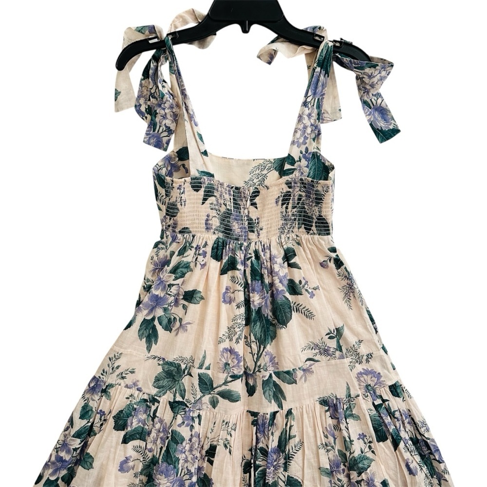 Zimmermann Cassia Tiered Hydrangea Print Tie Shoulder Maxi Dress Size 1 | US 6 - Picture 13 of 16